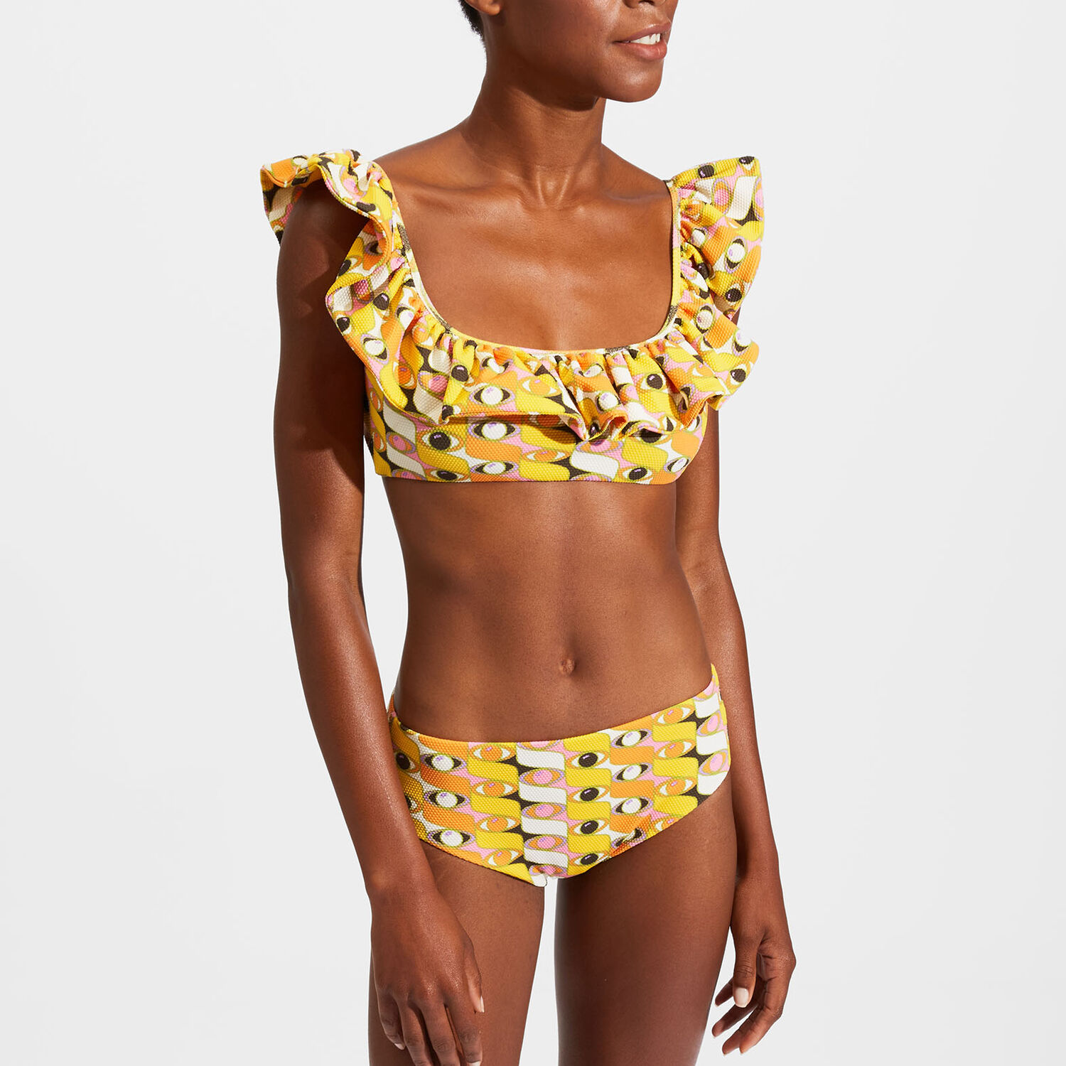 Shop La Doublej Ruffle Bikini Top In Third Eye