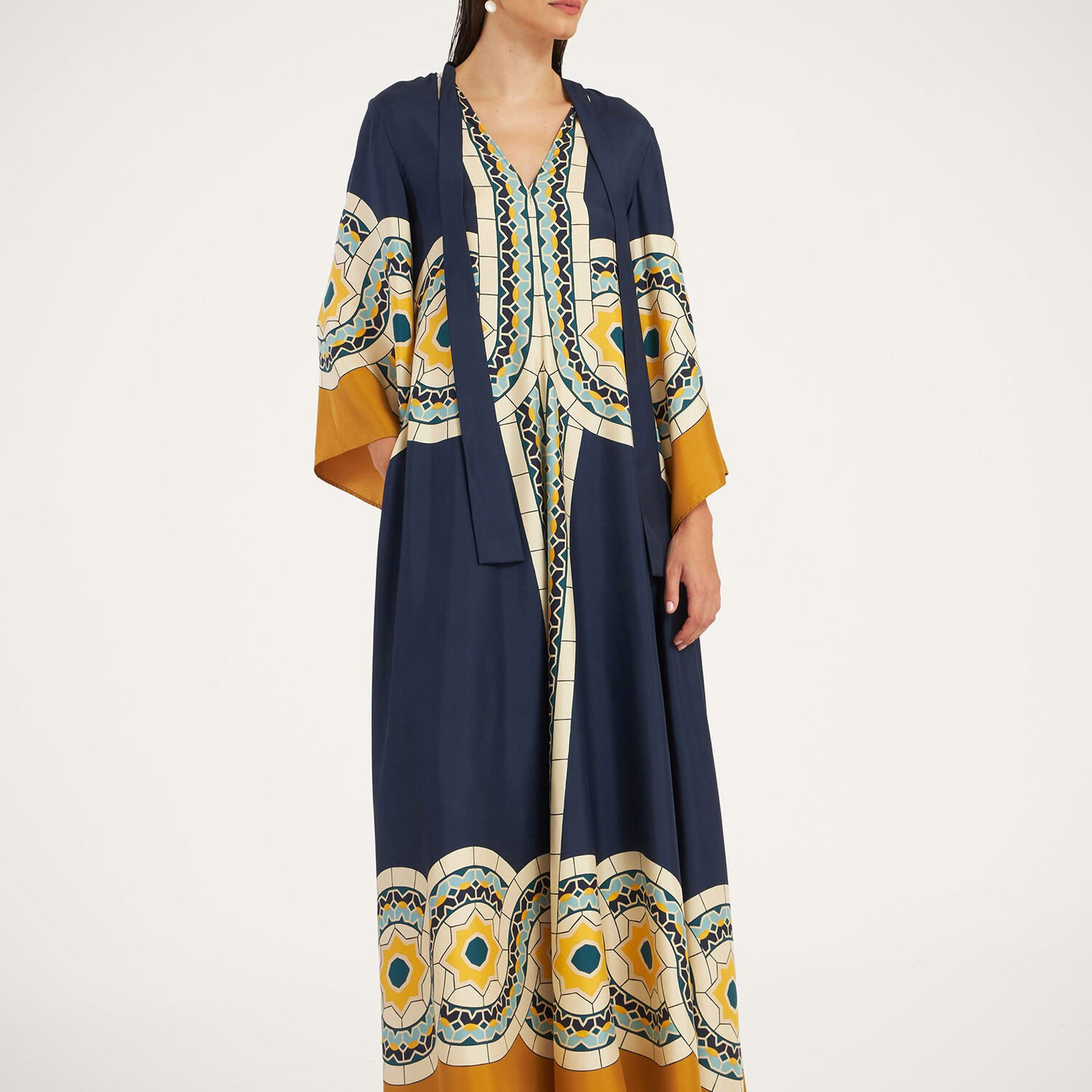 La Doublej La Double J Woman Maxi Dress Navy Size L Silk In Mudejar Placée Blue