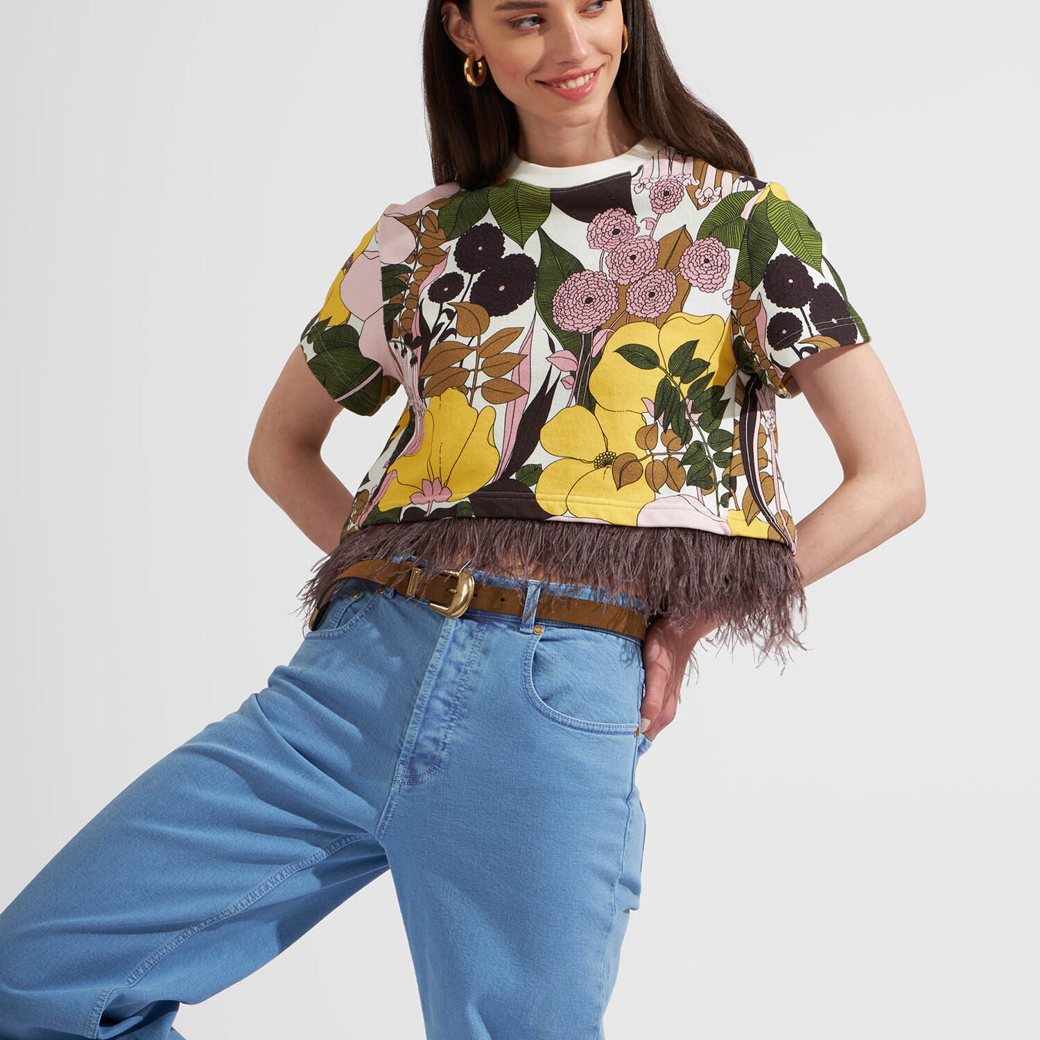 La Doublej La Scala Tee In Big Flower Rose