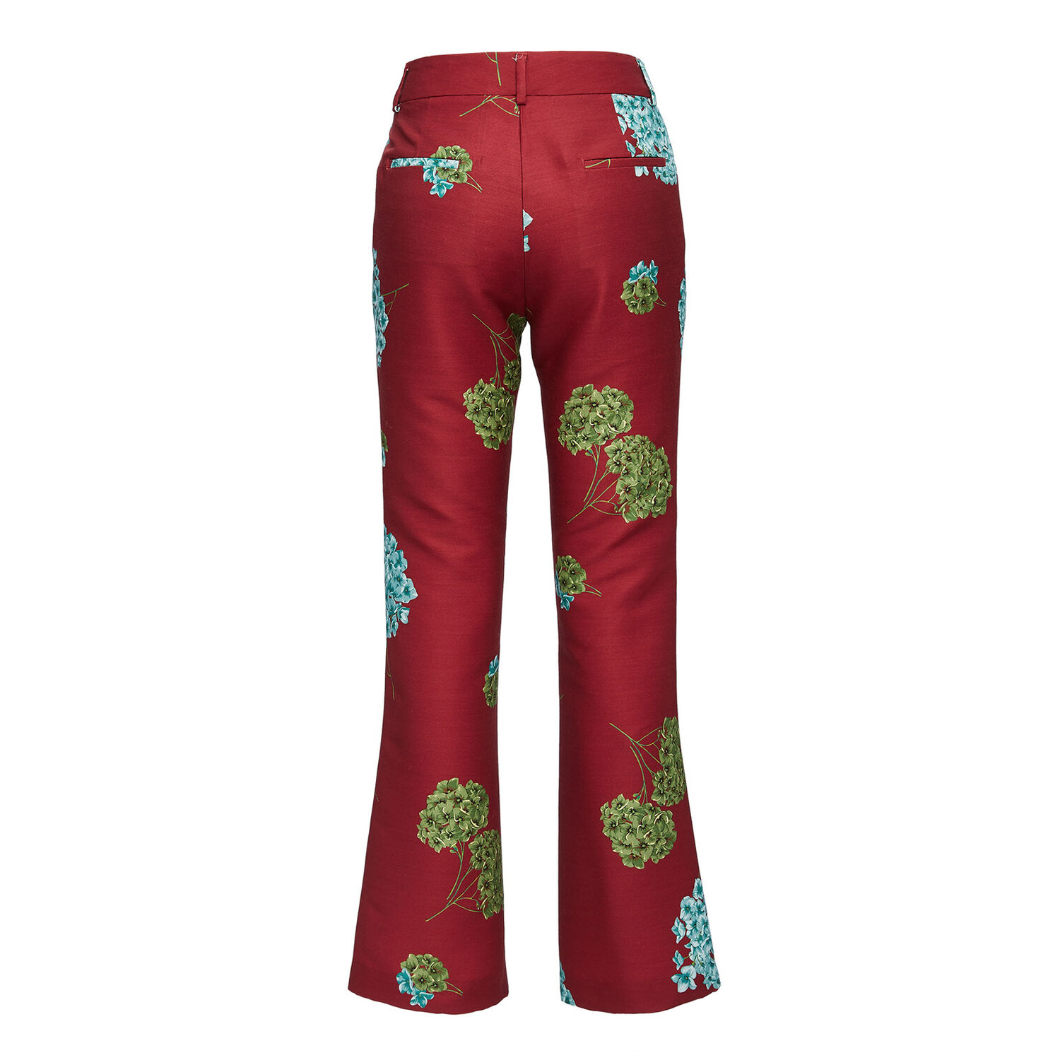 La Doublej 247 Floral-print Straight-leg Ankle Pants In Ortensia Bordeaux
