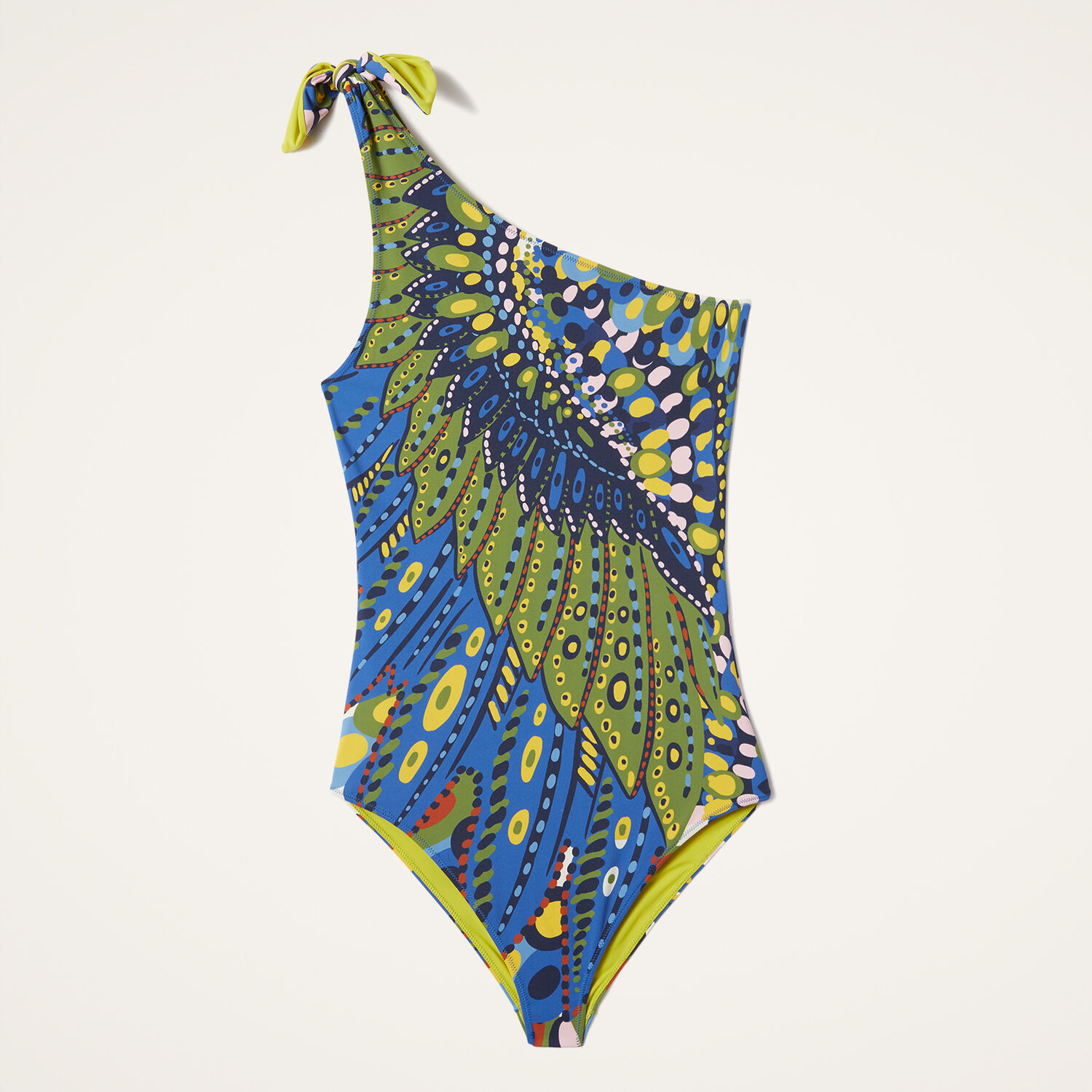 La Doublej Goddess One-shoulder Printed Swimsuit In Chakra Placée Multicolor