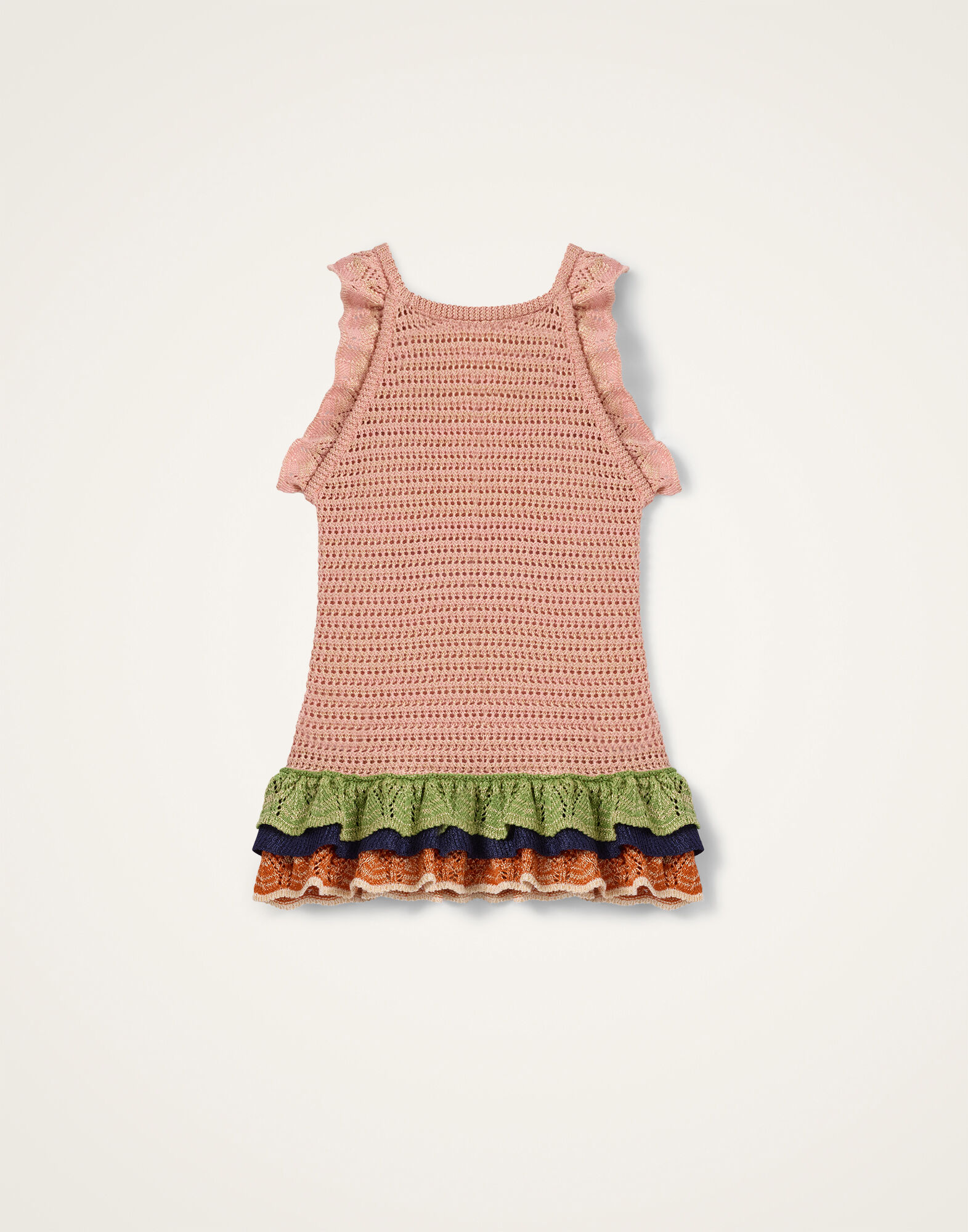 La DoubleJ Eight Counts Crop Top Color Block Pink & Green PUL0368KNI199VA471PI01