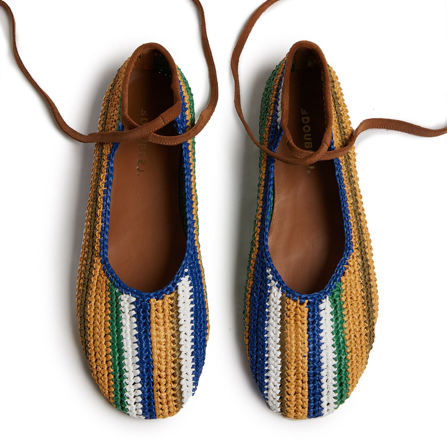 Shop La Doublej Ballerina Flats In Multicolor Blu