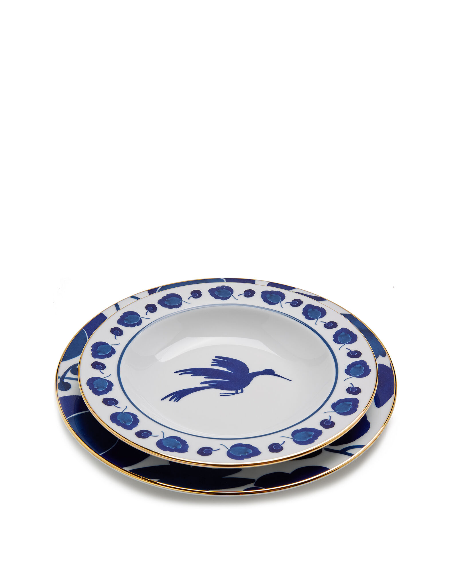 La DoubleJ Soup & Dinner Plate Set Wildbird Blu DIS0026CER001BIR0001