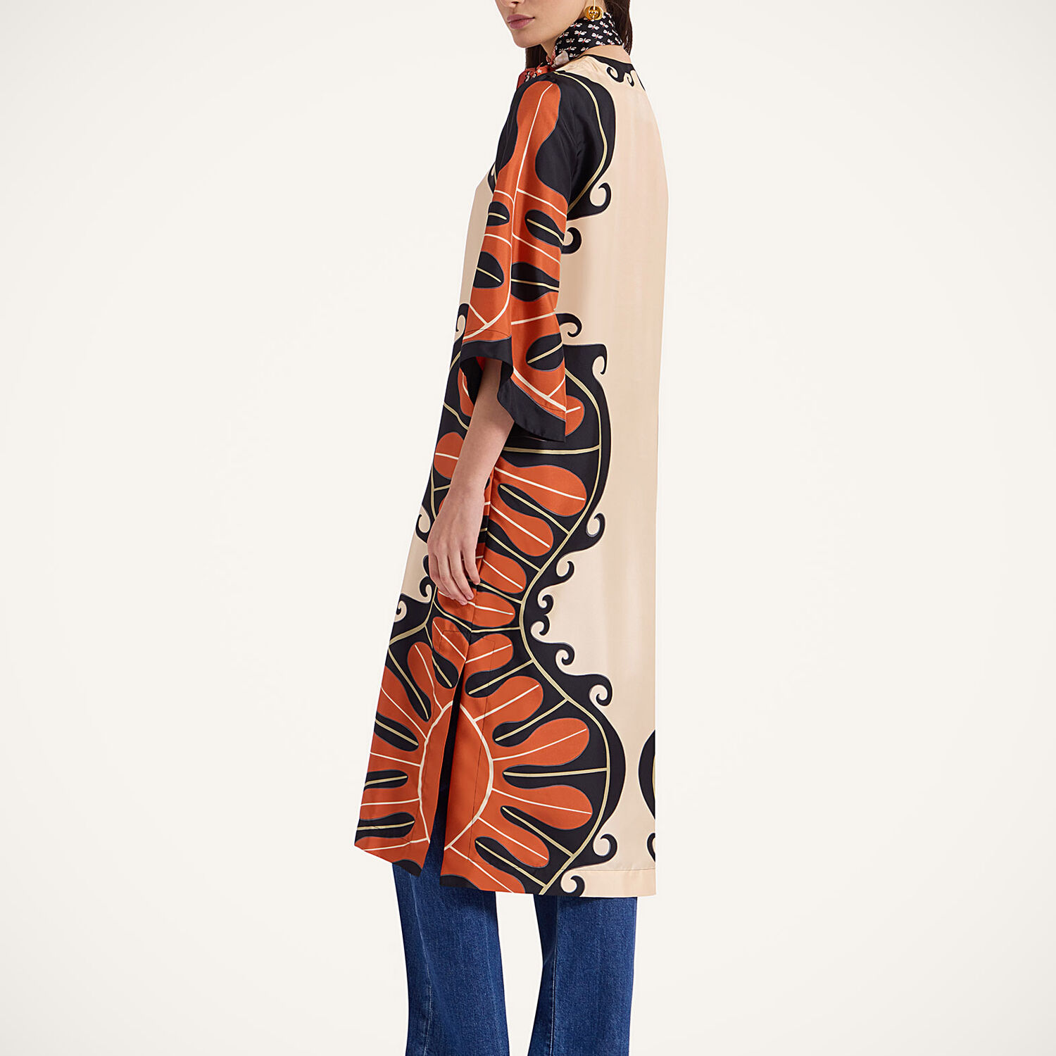 La Doublej Printed Kaftan Dress In Pacific Placée Dark Orange
