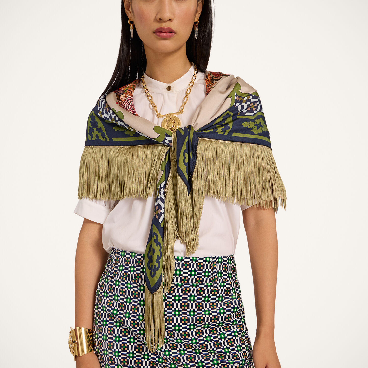  La Doublej Mariposa Placée Celeste Women - Reversible Fringe Carré Scarf Mariposa Placée Celeste One Size 100% Silk 