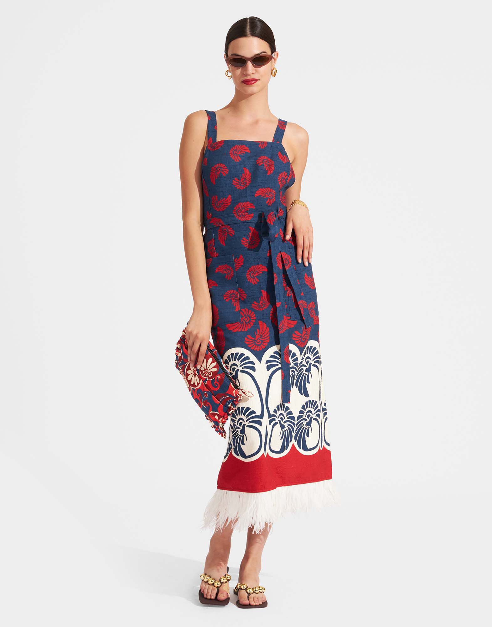 La DoubleJ Apron Dress Palmetto Plac&eacute;e DRE0572COT005PIG01BU06