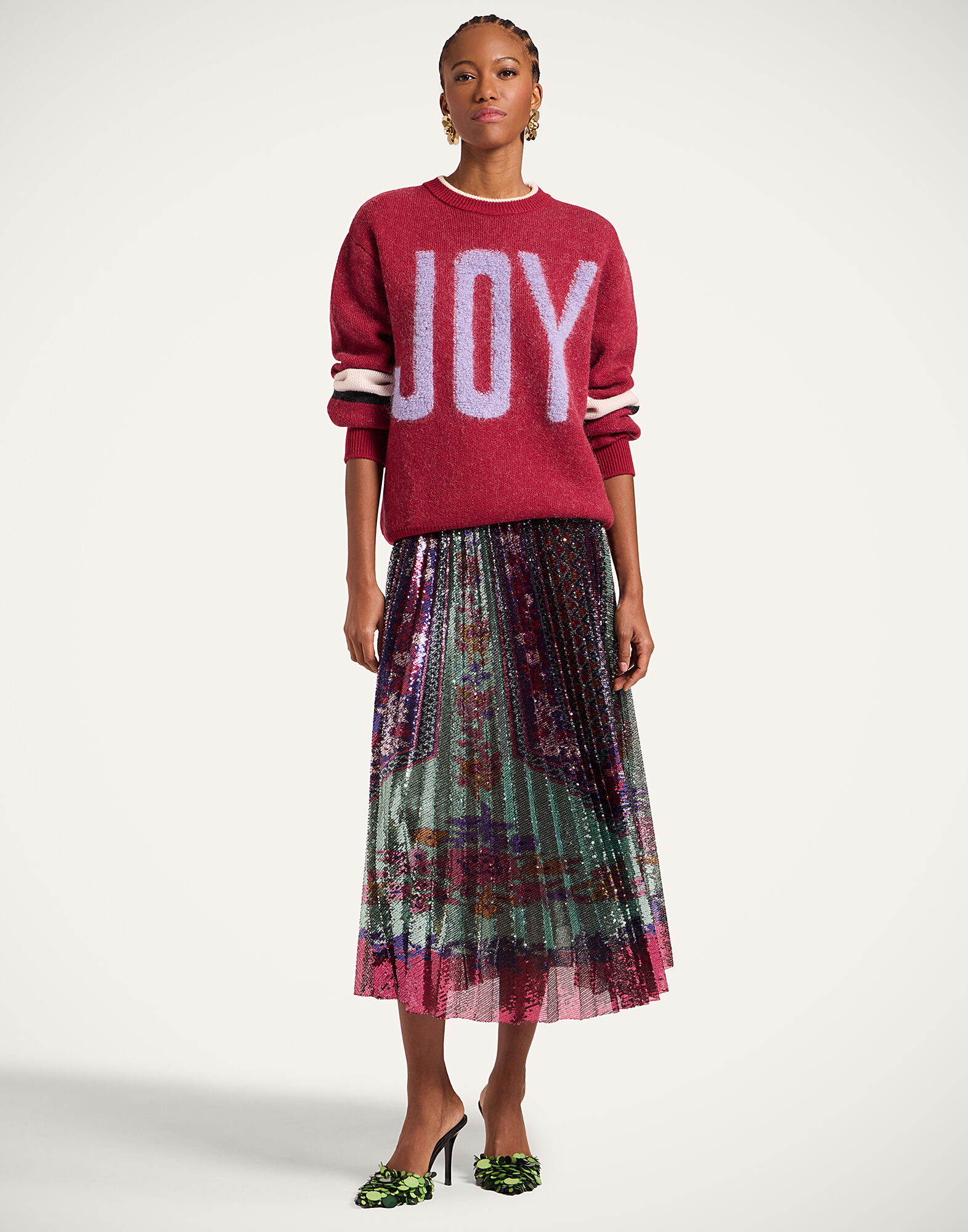 La DoubleJ Joy Sweater Color Block Red & Lilac PUL0248KNI156VA417RE02