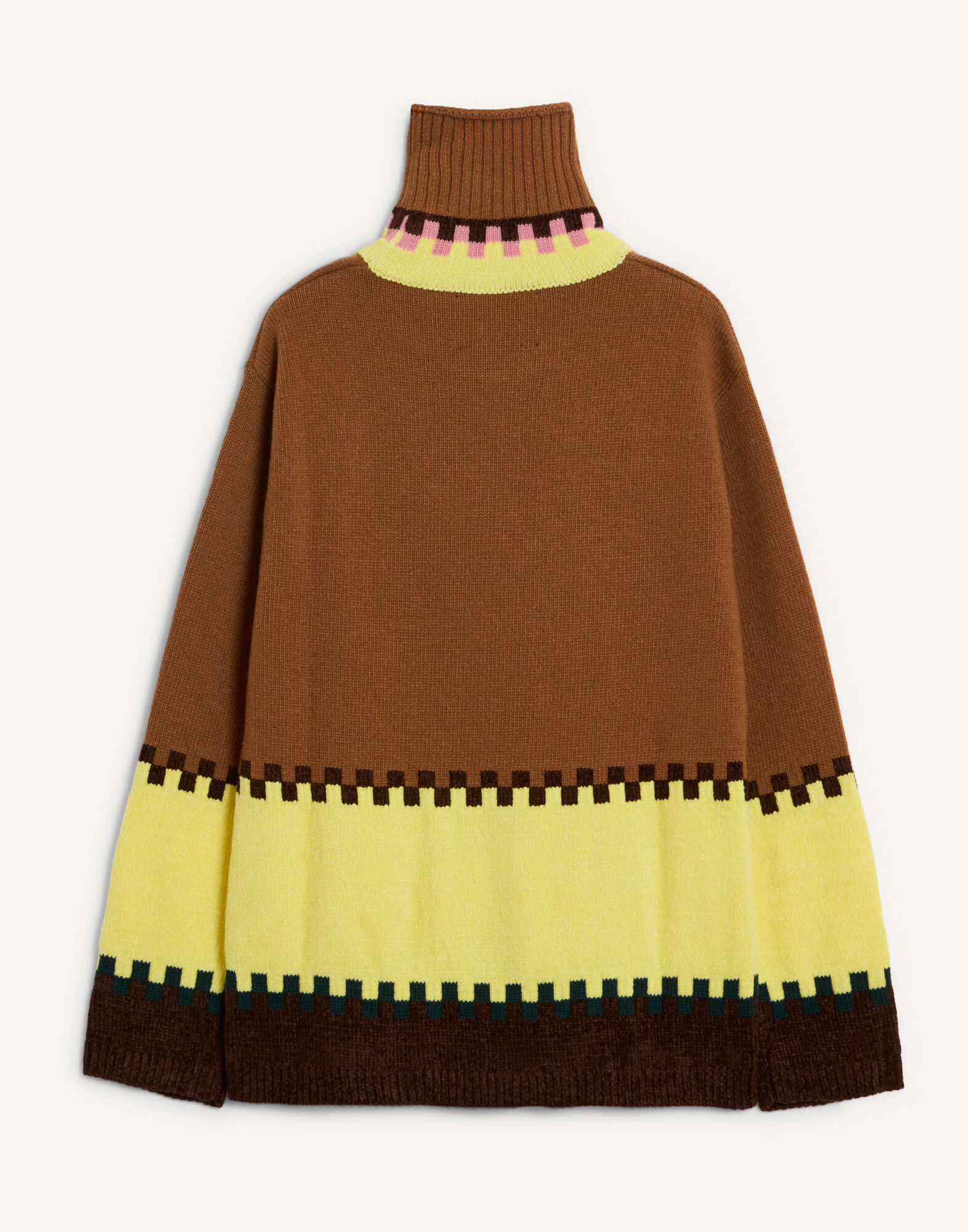 La DoubleJ Fireside Turtleneck Color Block Camel and Light Yellow PUL0384KNI037VA515BR04
