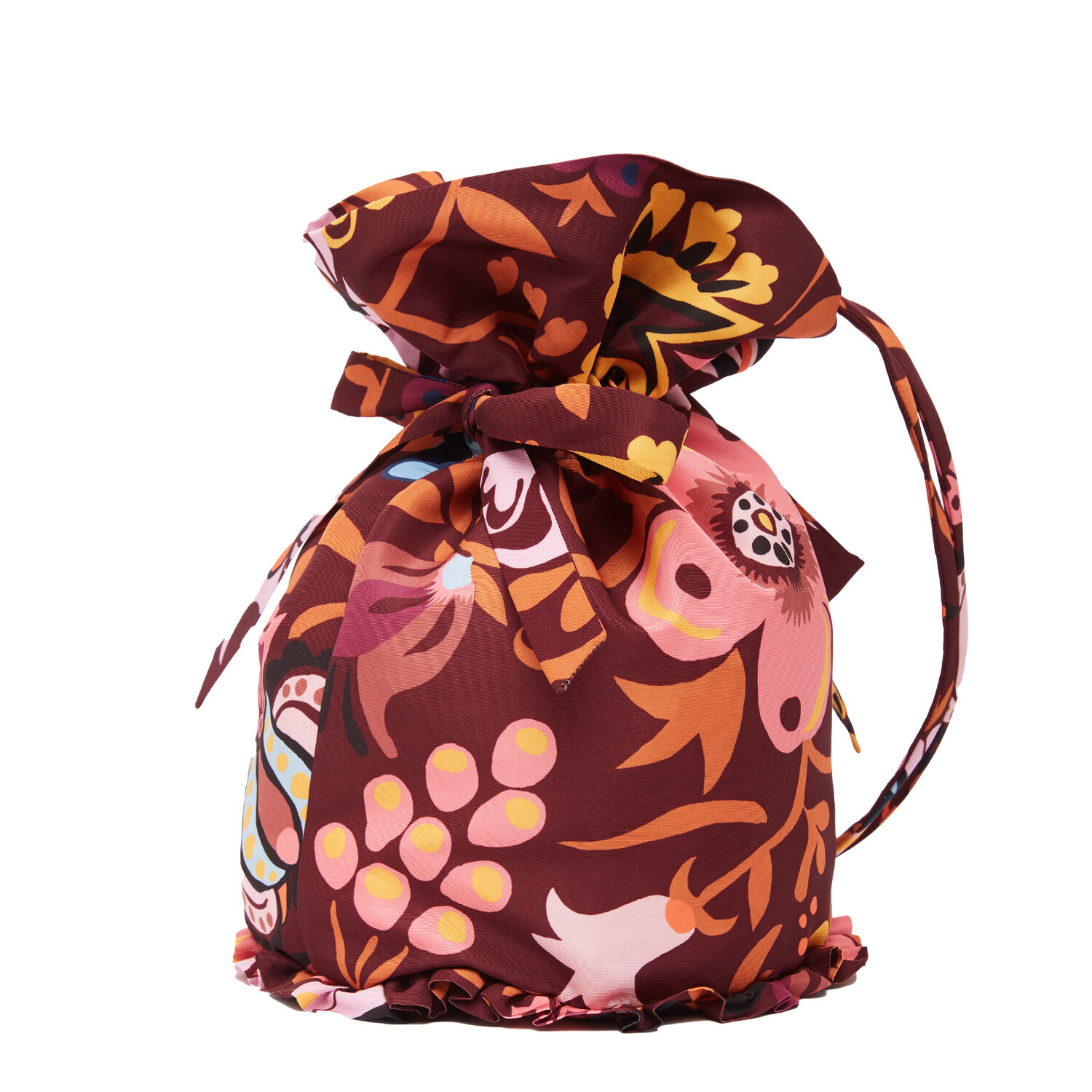 La Doublej Patterned Bucket Bag With Ruffle Details In Selva