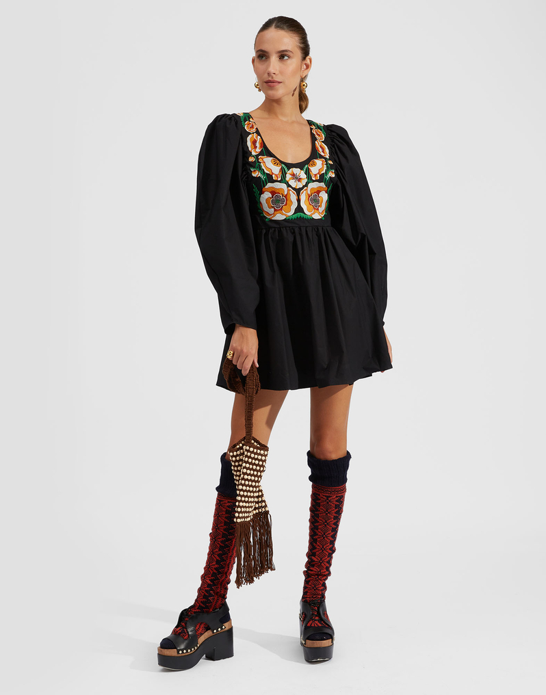La DoubleJ Dolly Embroidered Dress La DoubleJ Dolly Embroidered Dress Solid Black DRE0422COT001BLA0001