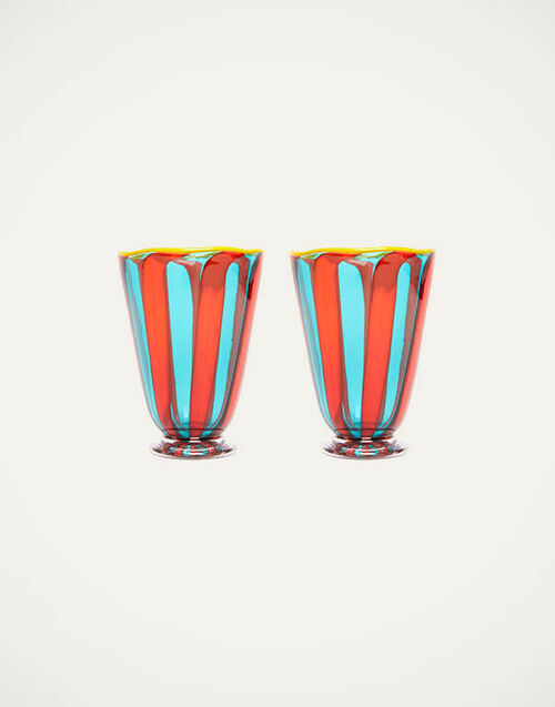 La DoubleJ Rainbow Glasses Set Of 2 (Ridged) La DoubleJ Rainbow Glasses Set Of 2 (Ridged) Red/Blue GLA0023MUR001MUL0041