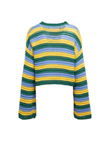 La DoubleJ Crop Sweater Giallo / Celeste PUL0142KNI080VA161YE02