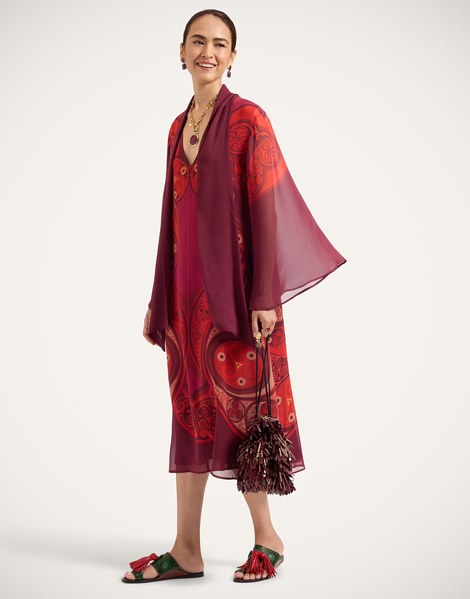 La DoubleJ Midi Magnifico Dress Alchemy Plac&eacute;e Dark Red DRE0788SIL028ALC03RE40