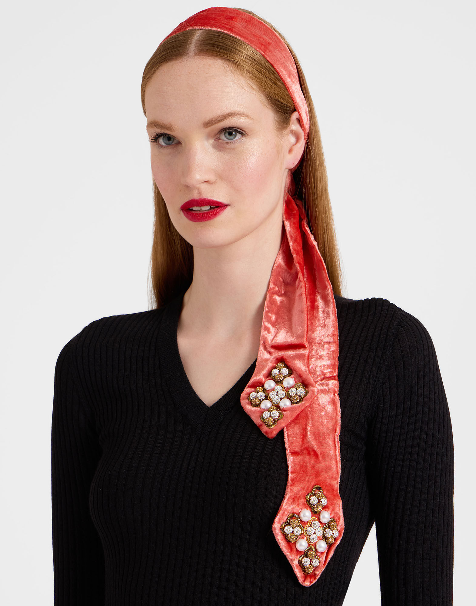 La DoubleJ Ella 2-Ways Stole Solid Orange HEB0021VEL015SOLIDOR02