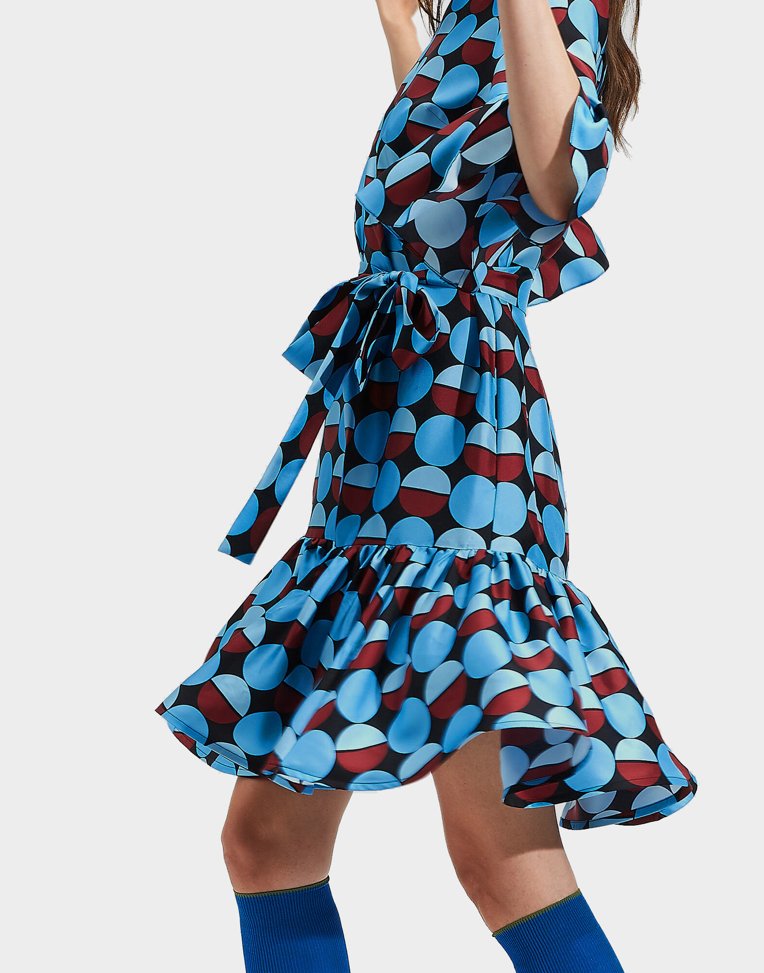 LaDoubleJ Short Curly Swing Dress Sfere Azzurro DRE0200SIL001SFE0003