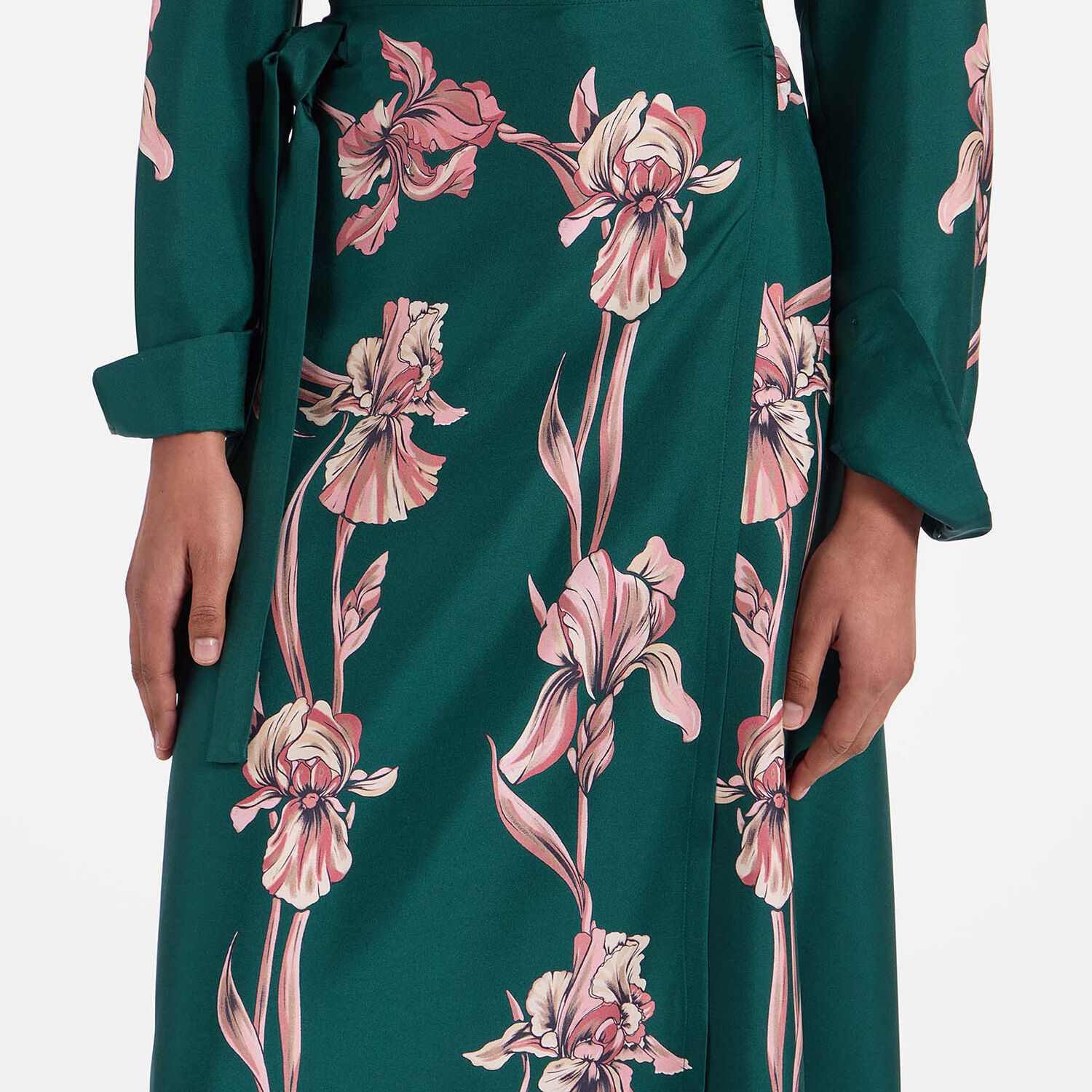 La Doublej Floral-print Sarong Skirt In Iris Placée Dark Green