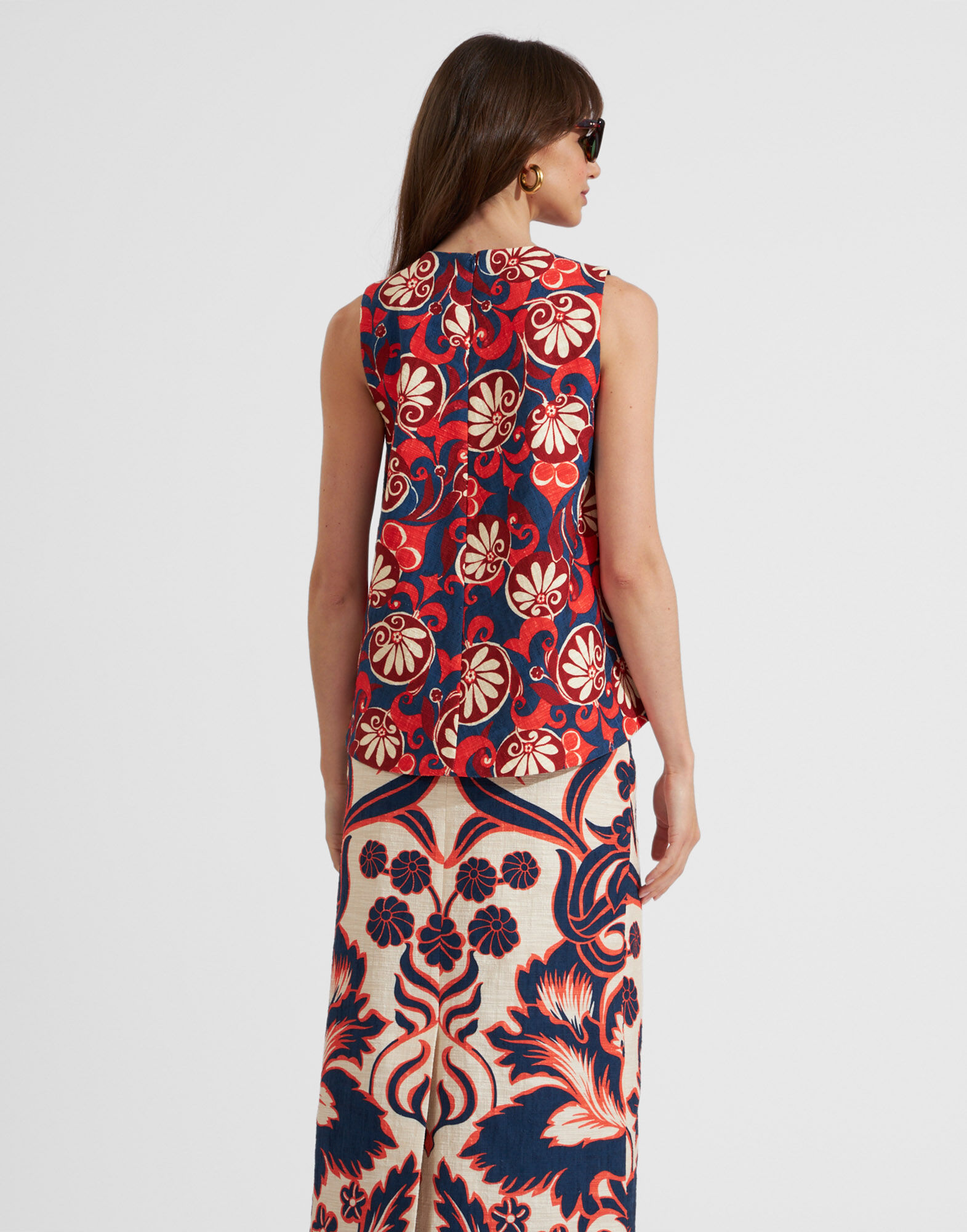 La DoubleJ La Scala Top Moonflower Navy TOP0016COT005MOO01BU06