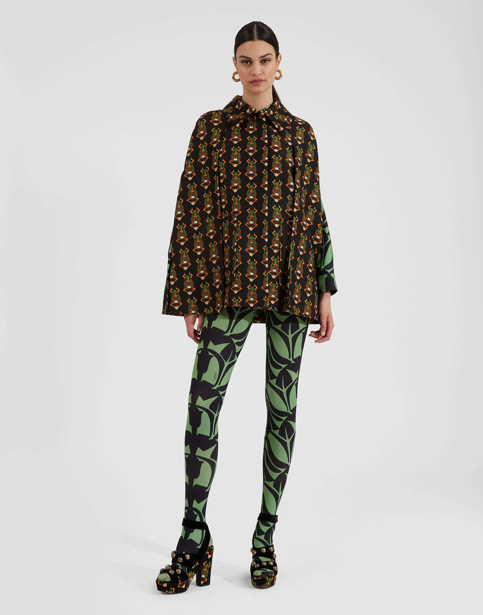 La DoubleJ Printed Tights Papyrus Green SOC0013NYL008PAY01GR02