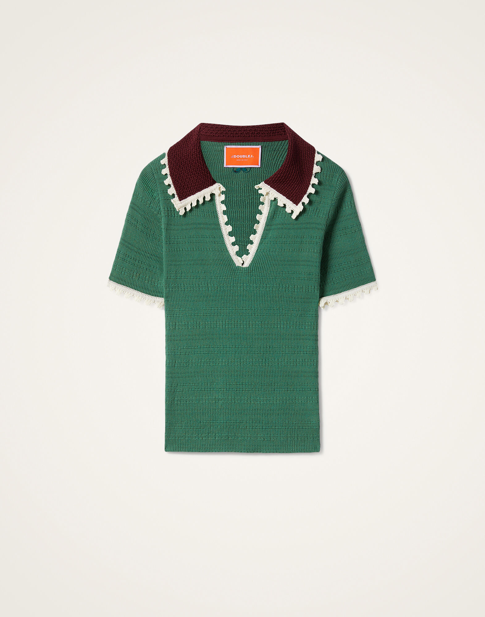 La DoubleJ Picket Polo Top Solid Green PUL0273KNI154SOLIDGR02