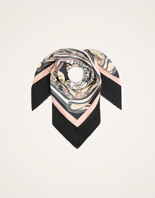 La DoubleJ Reversible Fringe Foulard 90 Ambrosia Plac&eacute;e Pale Pink SCA0073SIL006AMB03PI02