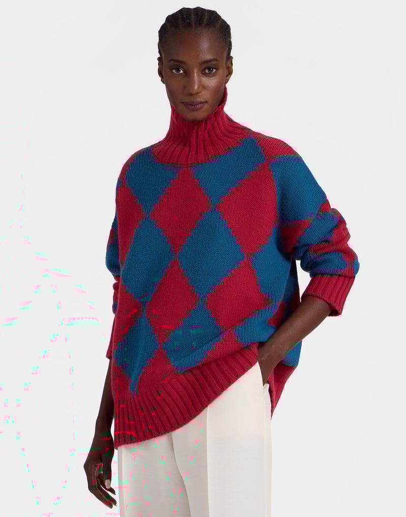 La DoubleJ Argyle Sweater La DoubleJ Argyle Sweater Red & Blue PUL0091KNI064VA183RE01