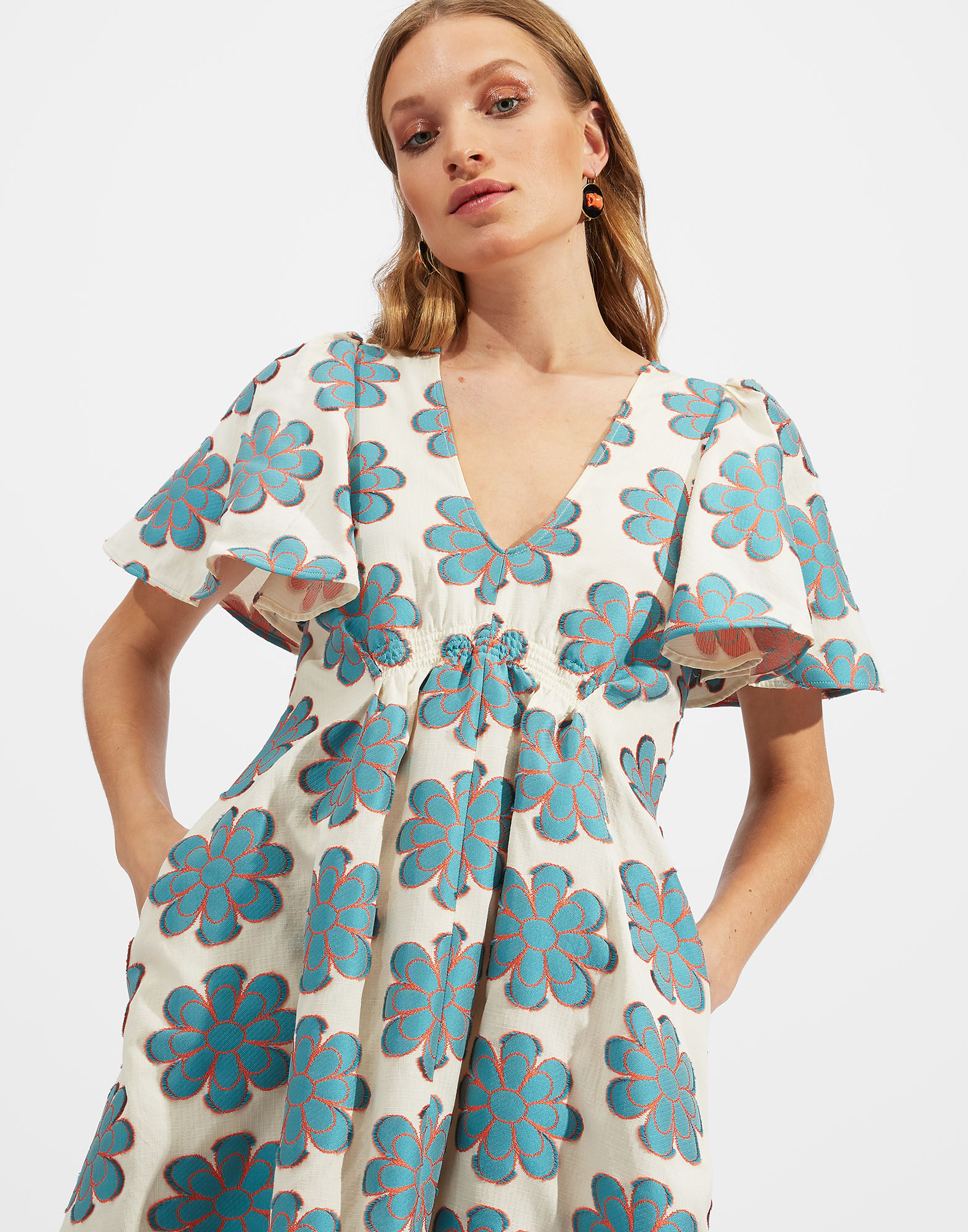 La DoubleJ Proper Dress Daisy Turquoise DRE0332JAC028DAY0011