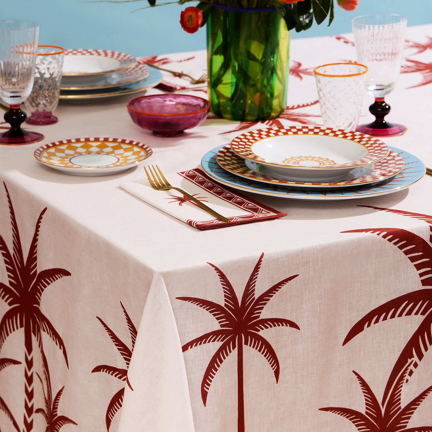 Shop La Doublej Large Tablecloth In Date Palms Brick