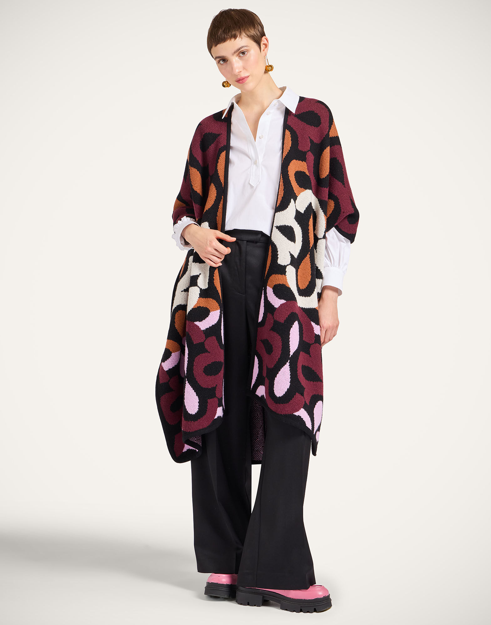 La DoubleJ Maiolika Robe Multicolor Burgundy SCA0090KNI184VA432BR06