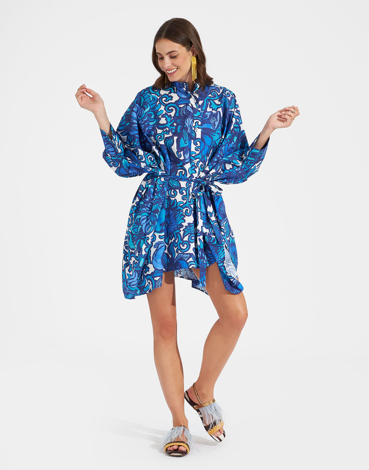 La DoubleJ Foulard Mini Dress Anemone DRE0510COT039ANE01BU03