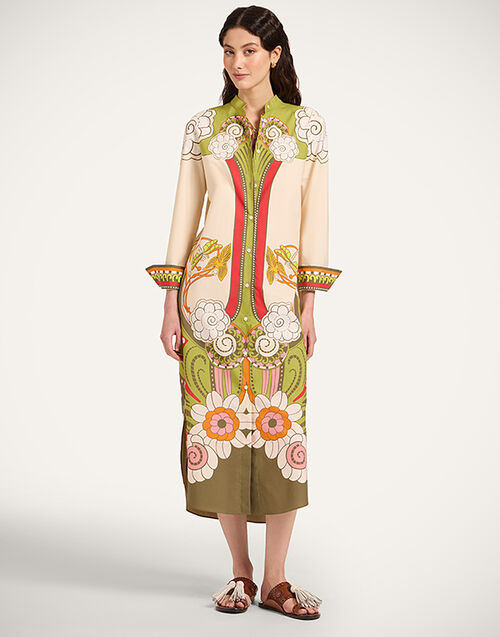 La DoubleJ Sundowner Tunic Ambrosia Plac&eacute;e Ivory DRE0924COT015AMB03WH04