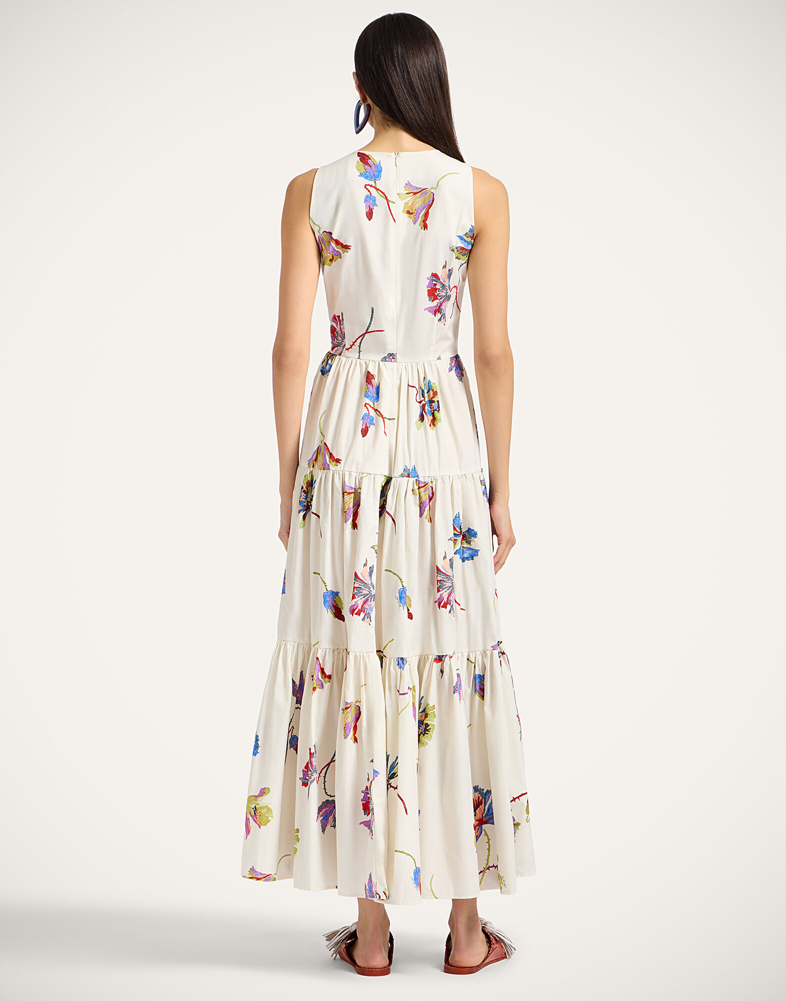 La DoubleJ Sleeveless Big Dress Infiorata White DRE0185COT039INF01WH01