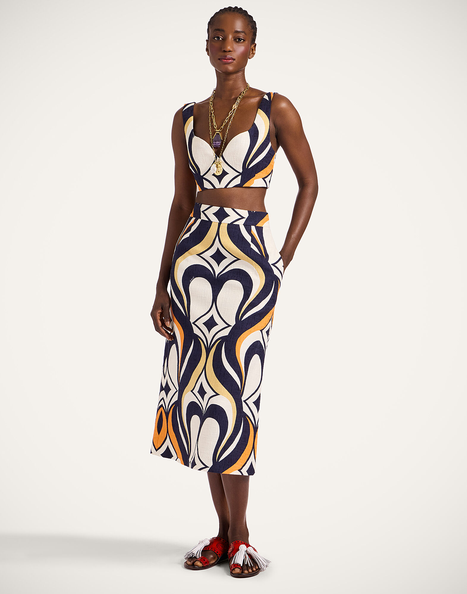 La DoubleJ Baia Crop Top Jive Macro White TOP0113COT005JIV04WH01