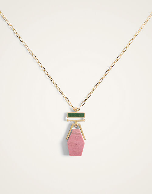 La DoubleJ Bridge Portal Necklace 24K Gold Plate & Thulite NEC0045BRA003THU01YE05