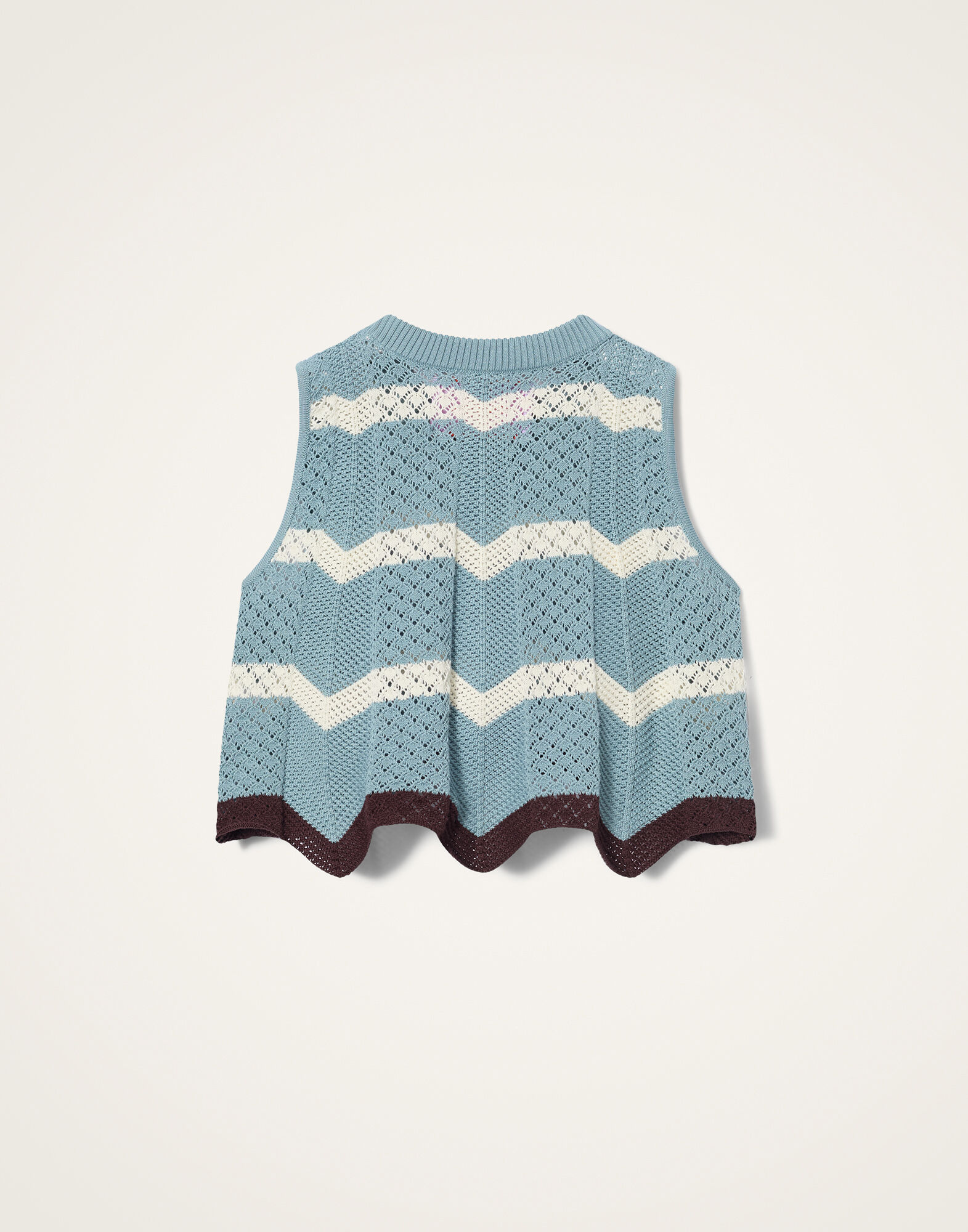 La DoubleJ Chevron Top Color Block Blue & Ivory PUL0145KNI084VA506BU03