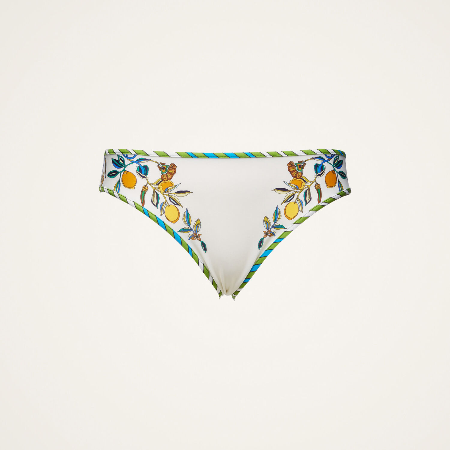 La Doublej Floral-print Bikini Bottom In Borboni Placed Bianco
