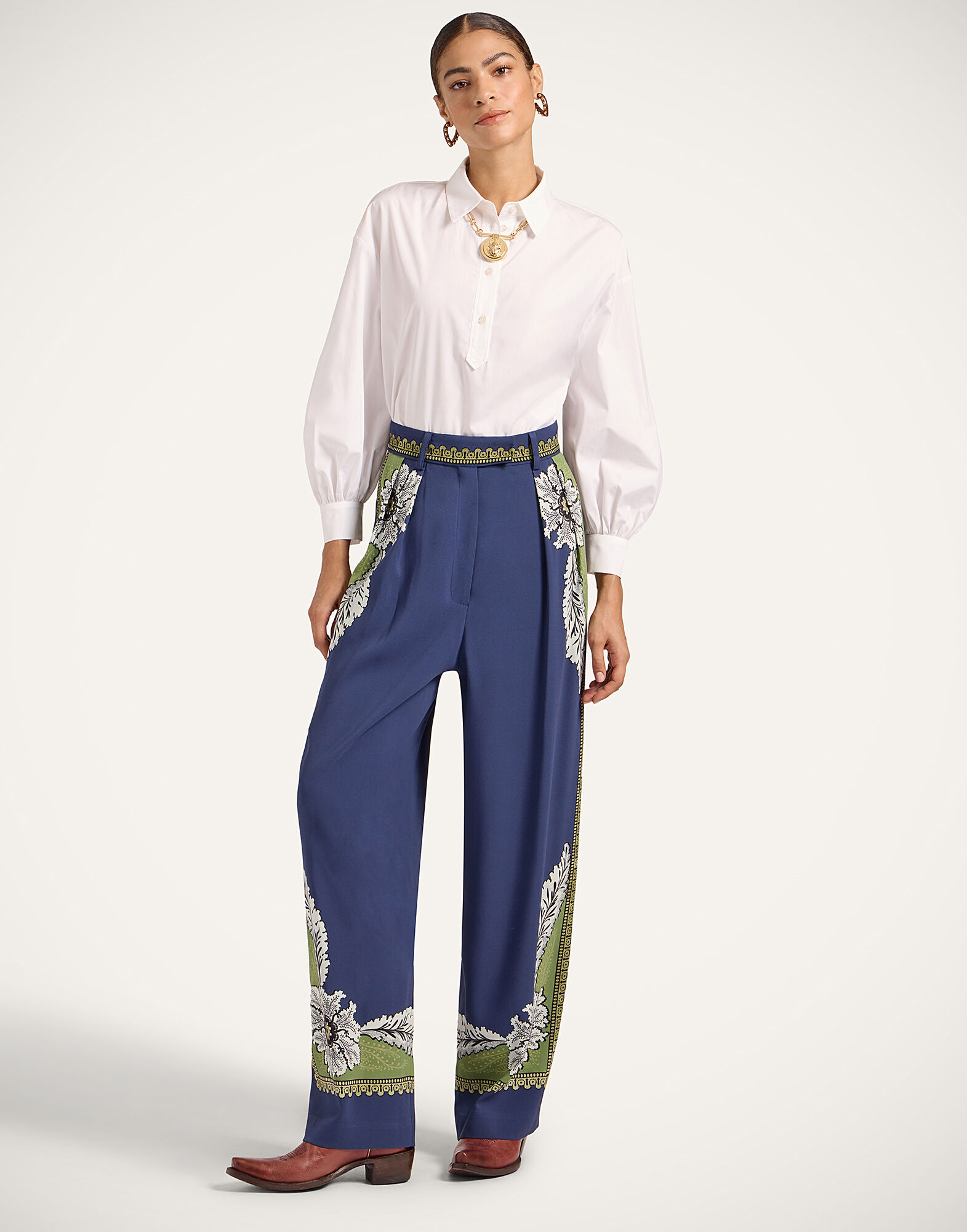 La DoubleJ Brooklyn Pants Bounty Plac&eacute;e Navy TRO0175VIS011BOU01BU06