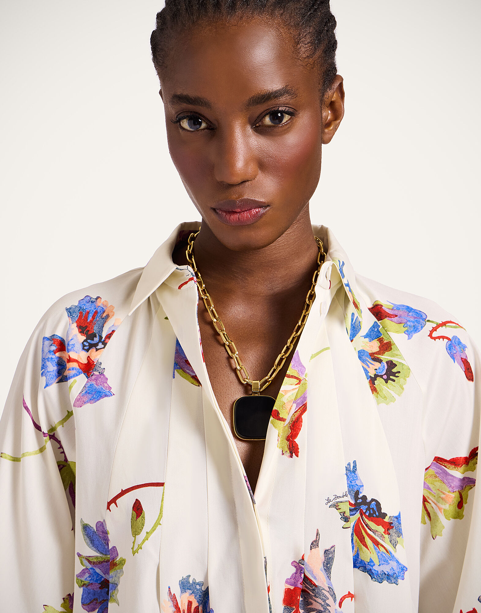 La DoubleJ Sunburst Dress Infiorata White DRE0471COT039INF01WH01