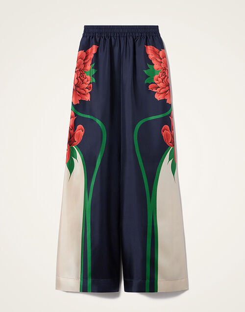 La DoubleJ Palazzo Pants Queen Peony Plac&eacute;e Blue TRO0026SIL001QPE02BU03