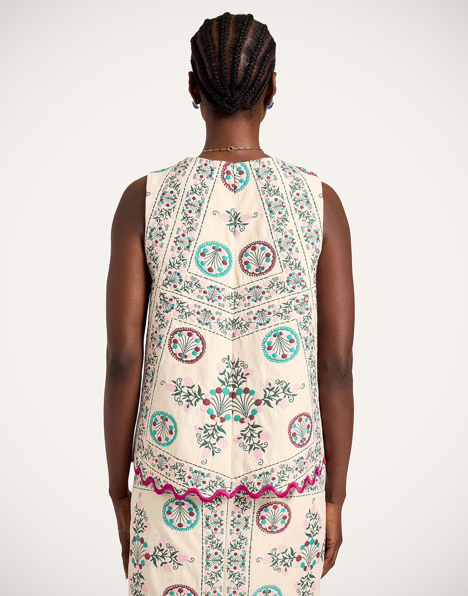 La DoubleJ La Scala Top Florette Tiles Ecru TOP0197JCQ137FLO09BR05