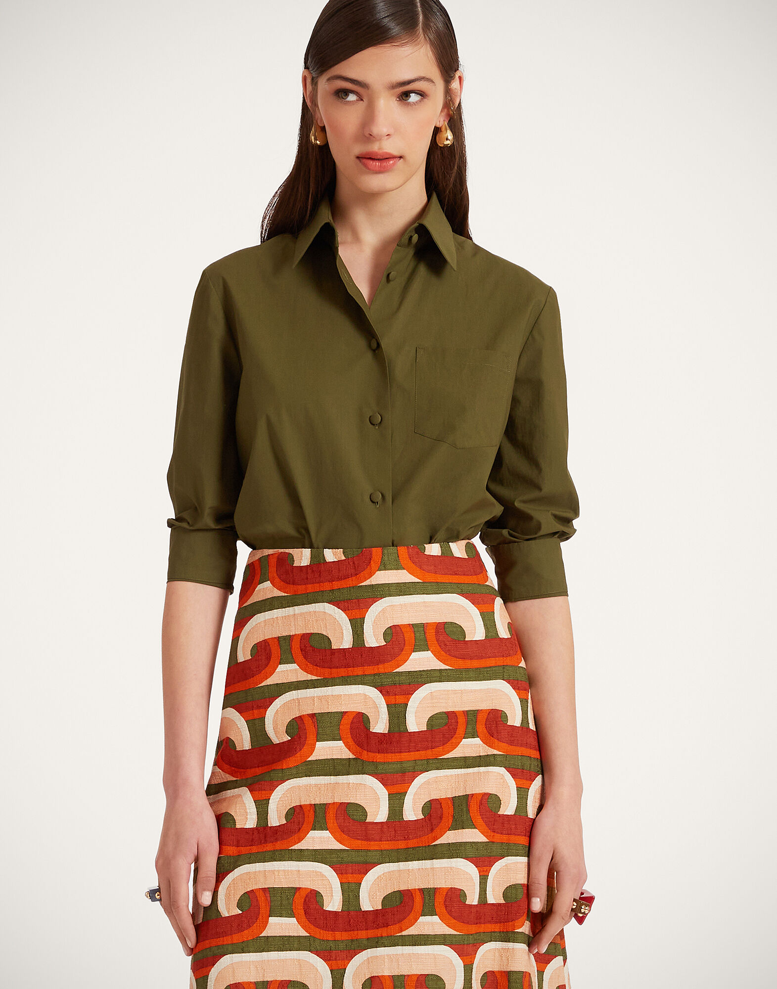 La DoubleJ Boy Shirt Solid Camouflage SHI0001COT043SOLIDGR08