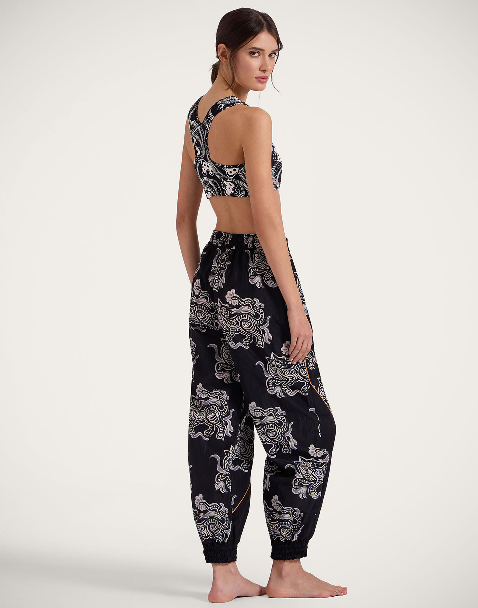 Court Pants in Crazy Tigers Black & White for Women | La DoubleJ