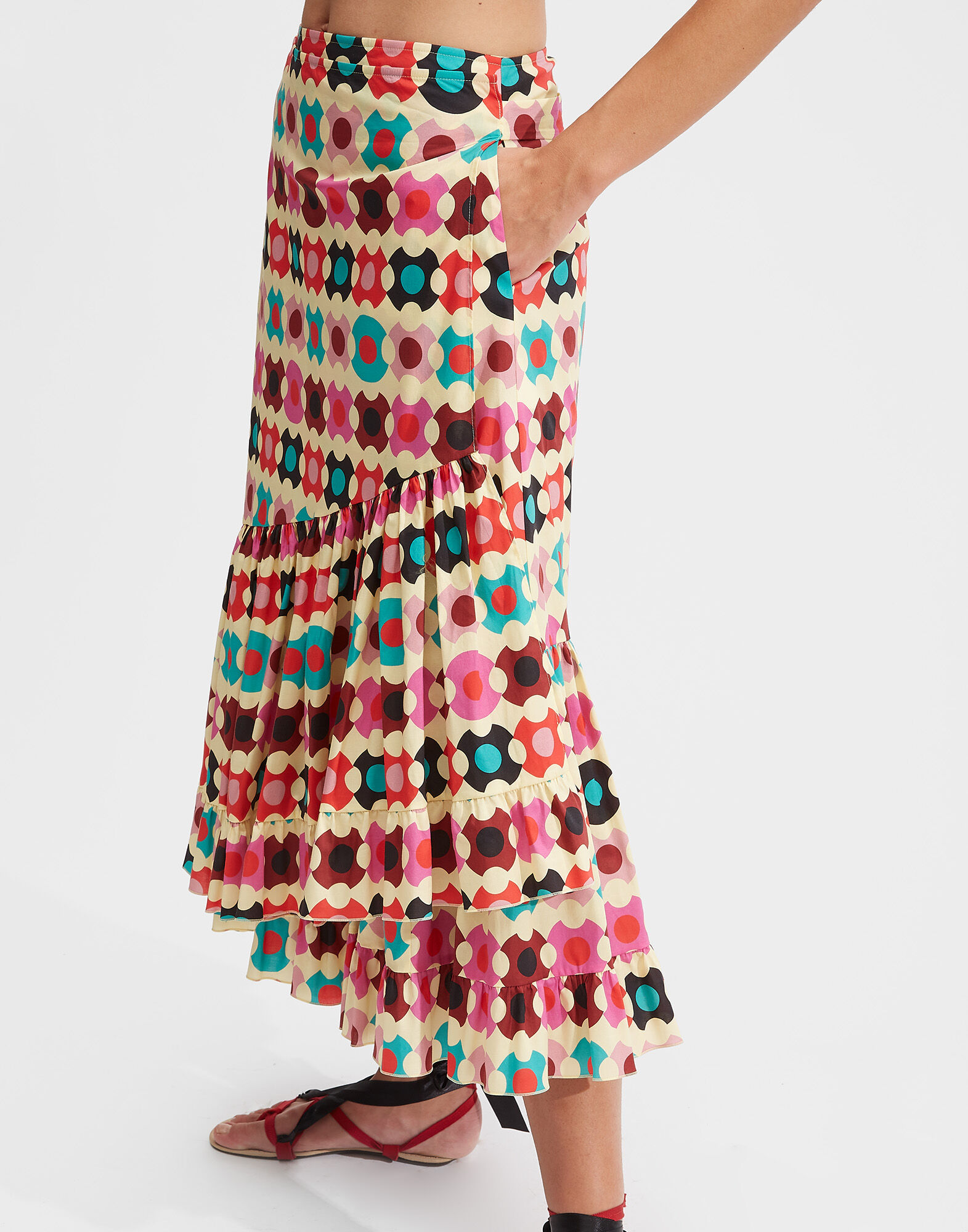 LaDoubleJ Wrap Skirt Groovy Dot Giallo SKI0049COT020GRO0003