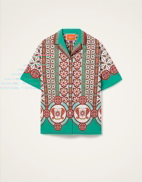 La DoubleJ Bowling Shirt La DoubleJ Bowling Shirt Pagoda Placée Rust SHI0138COT015PAG01OR04
