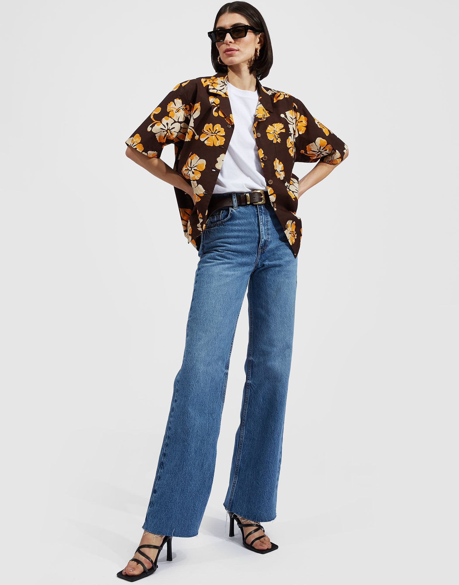 La DoubleJ Bowling Shirt Hibiscus SHI0065COT001HIB0001