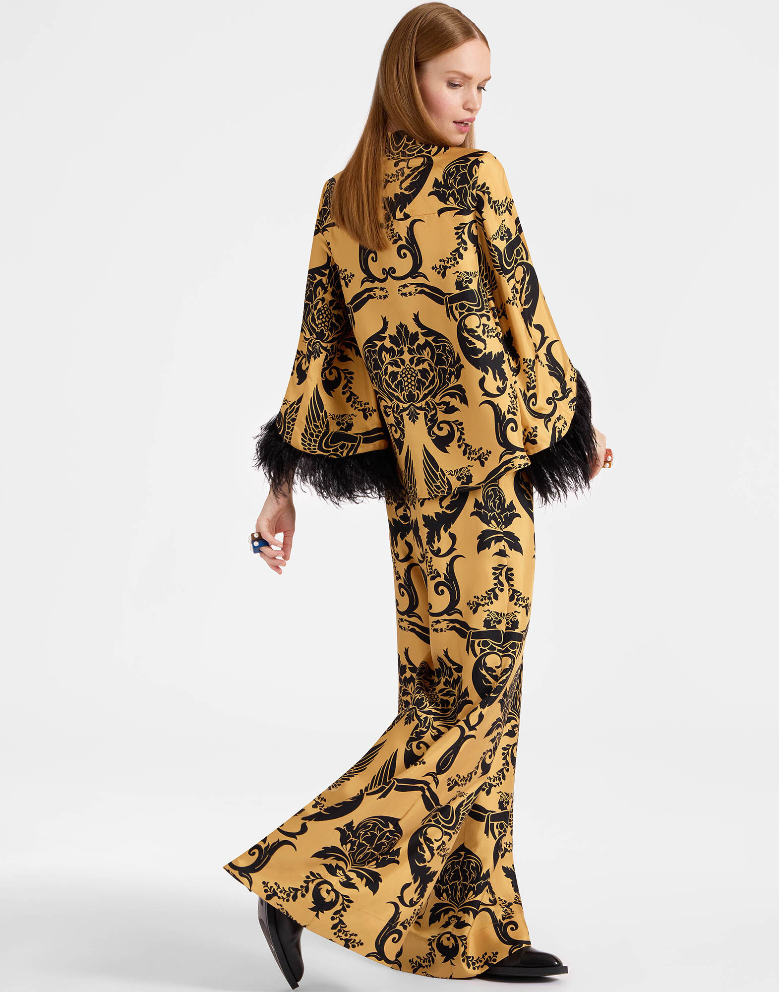 La DoubleJ Palazzo Pants Cherubs Gold TRO0003SIL001CRB01YE05