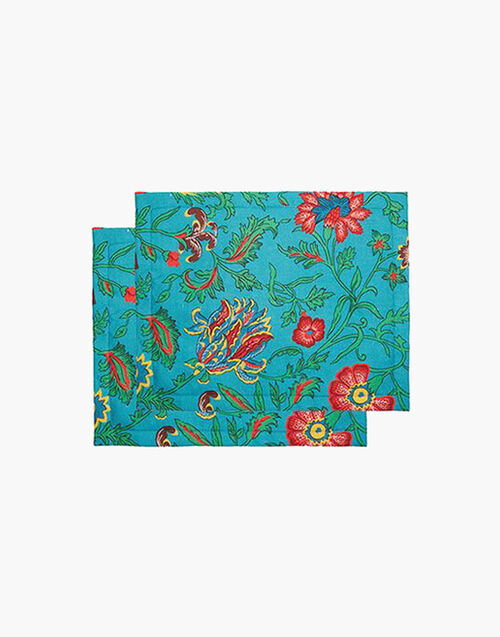 La DoubleJ Placemat Set Of 2 Dragon Flower Turchese TBM0001LIN001DRA0005