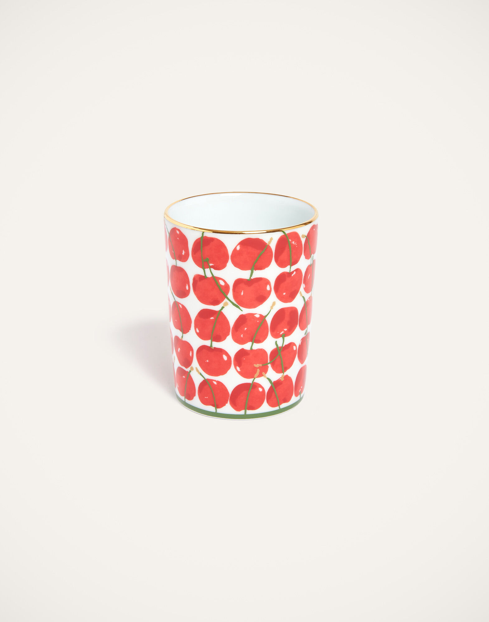 La DoubleJ Decorative Cup Cherries Ivory VAS0008CER001CHY05WH04