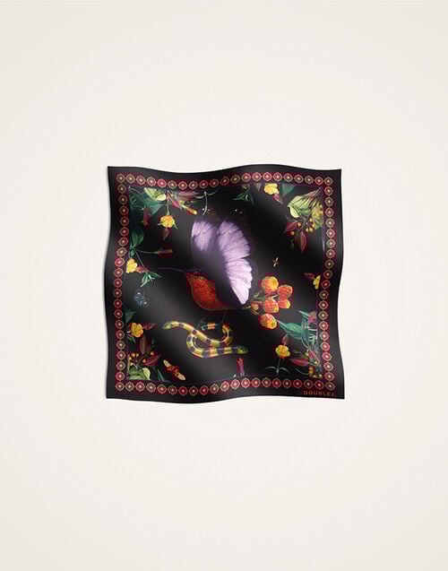 La DoubleJ Foulard 90 La DoubleJ Foulard 90 Zooflora Butterbird Placée Black SCA0067SIL006BTB03BL01