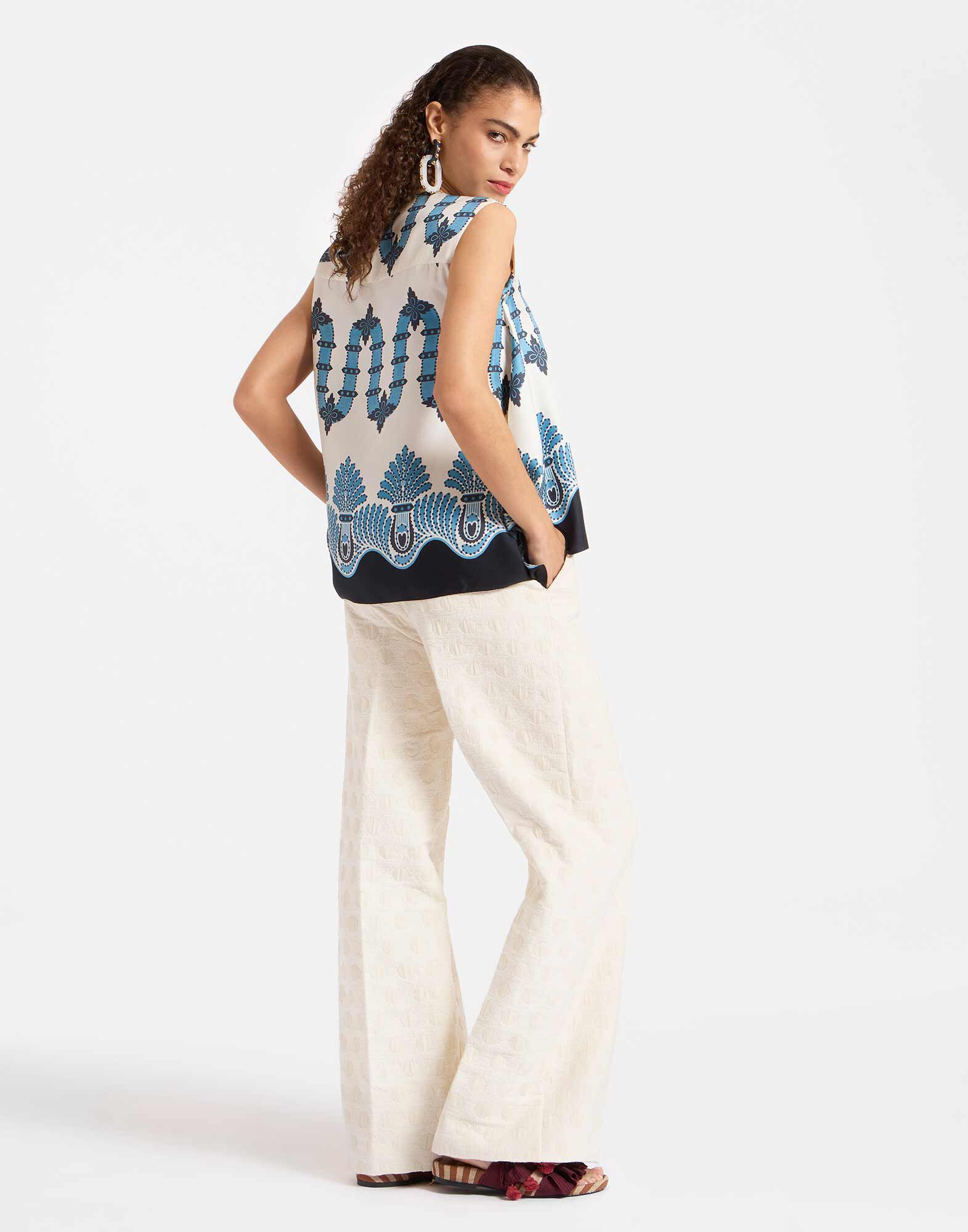 La DoubleJ San Carlo Top Scirocco Plac&eacute;e Ivory TOP0092SIL001SCI03WH04